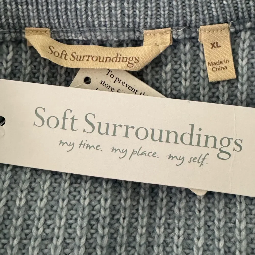 Soft Surroundings Women's Hallie Half Zip Sweater in Faded Denim Size XL NWT - Picture 7 of 9